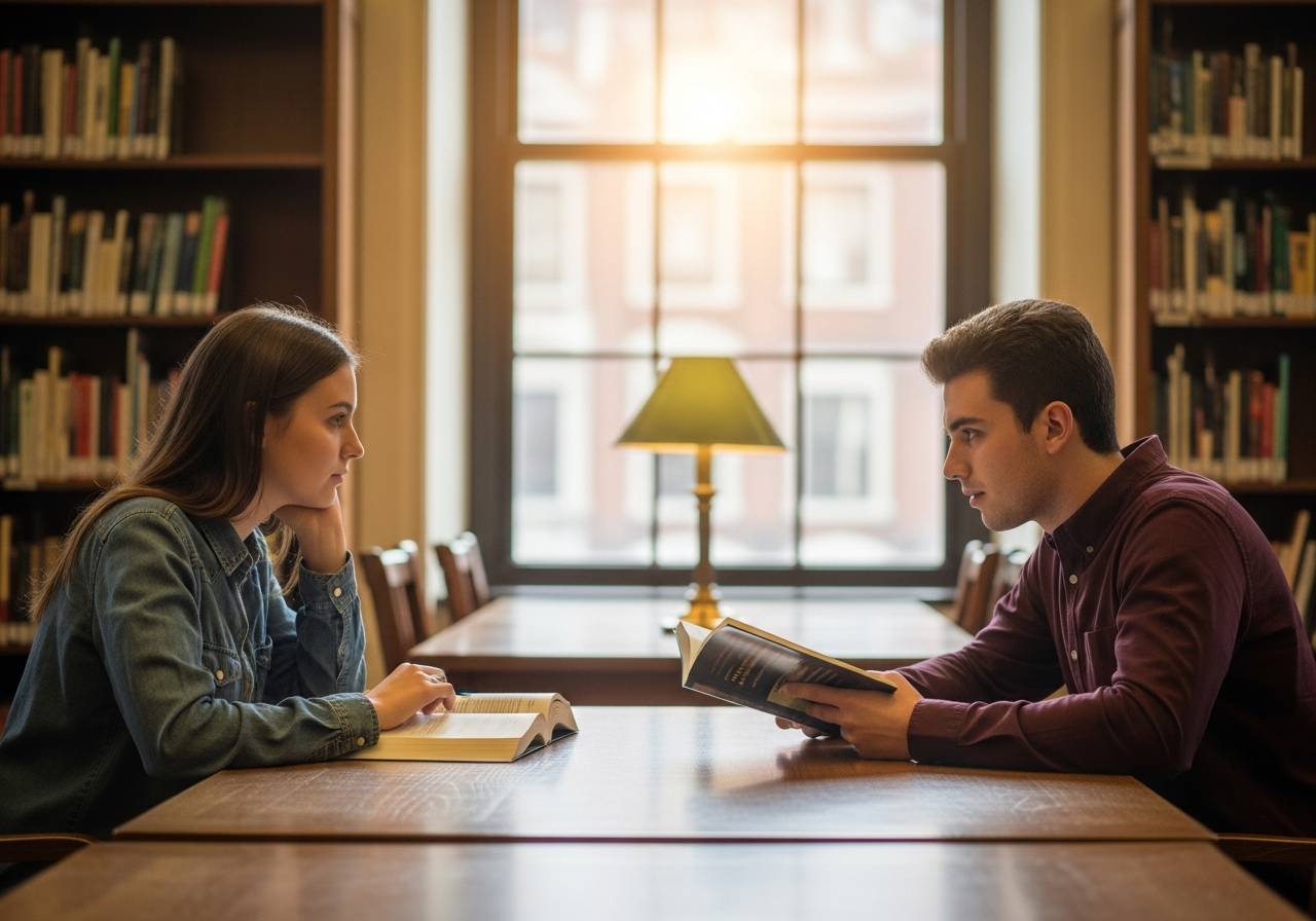 Deux &eacute;tudiants qui &eacute;tudient
