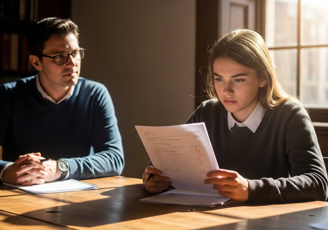 Student with graded test