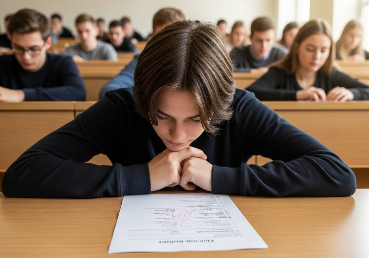 stressed student exam