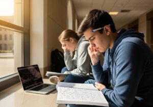 Students studying chemistry
