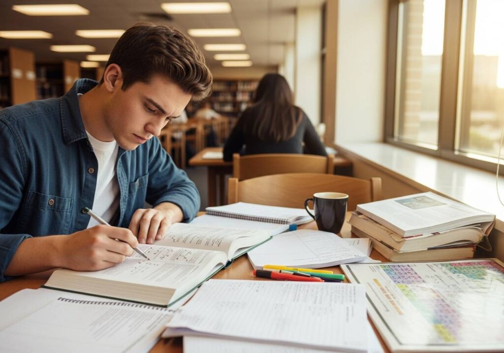 Student studying chemistry